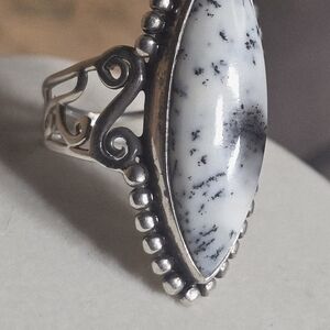 Elegant White Turquise Ring Size 8.5. Sterling Silver 925